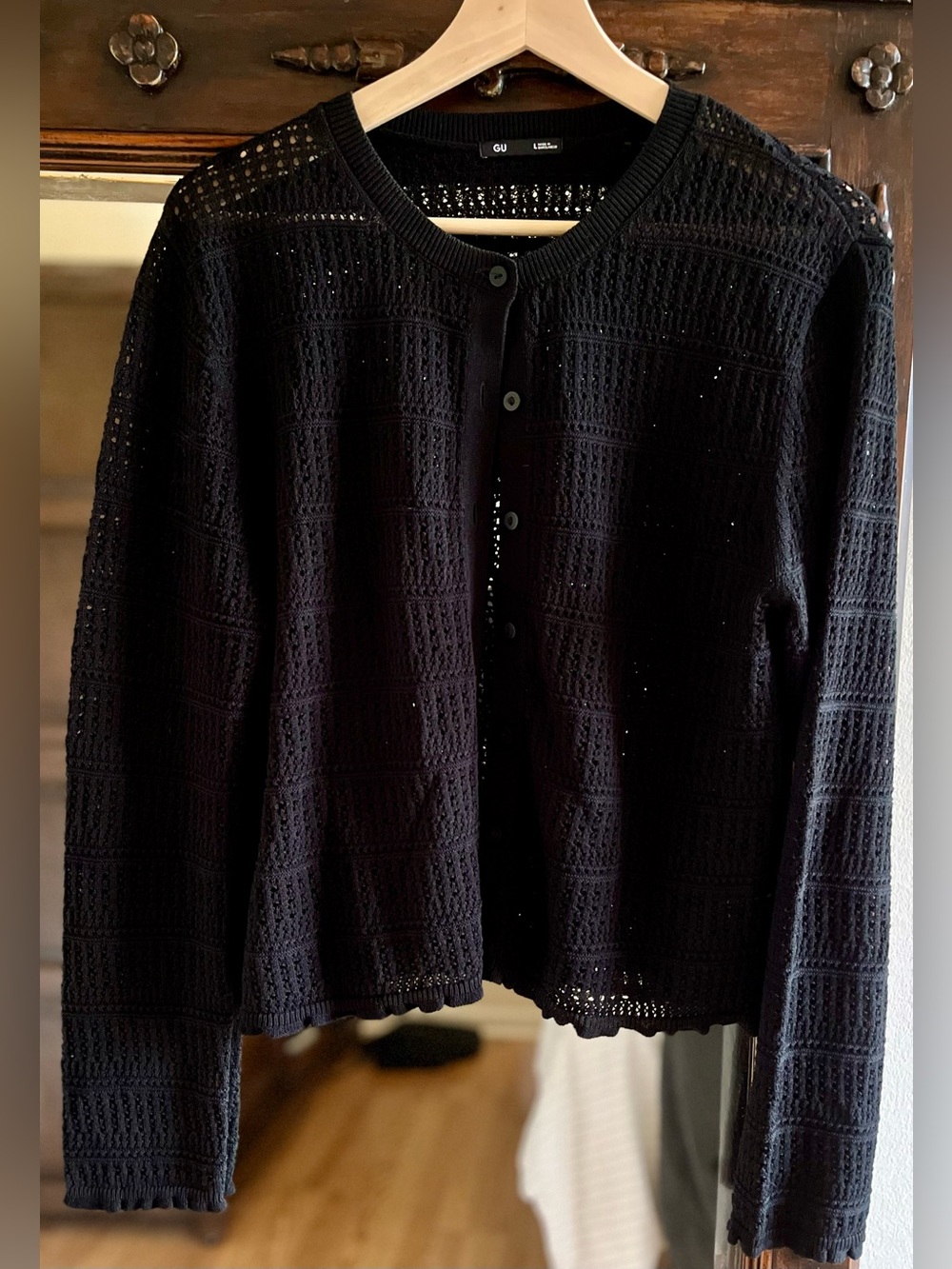 Eyelet Black Cardigan